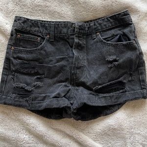 Black ripped jean shorts